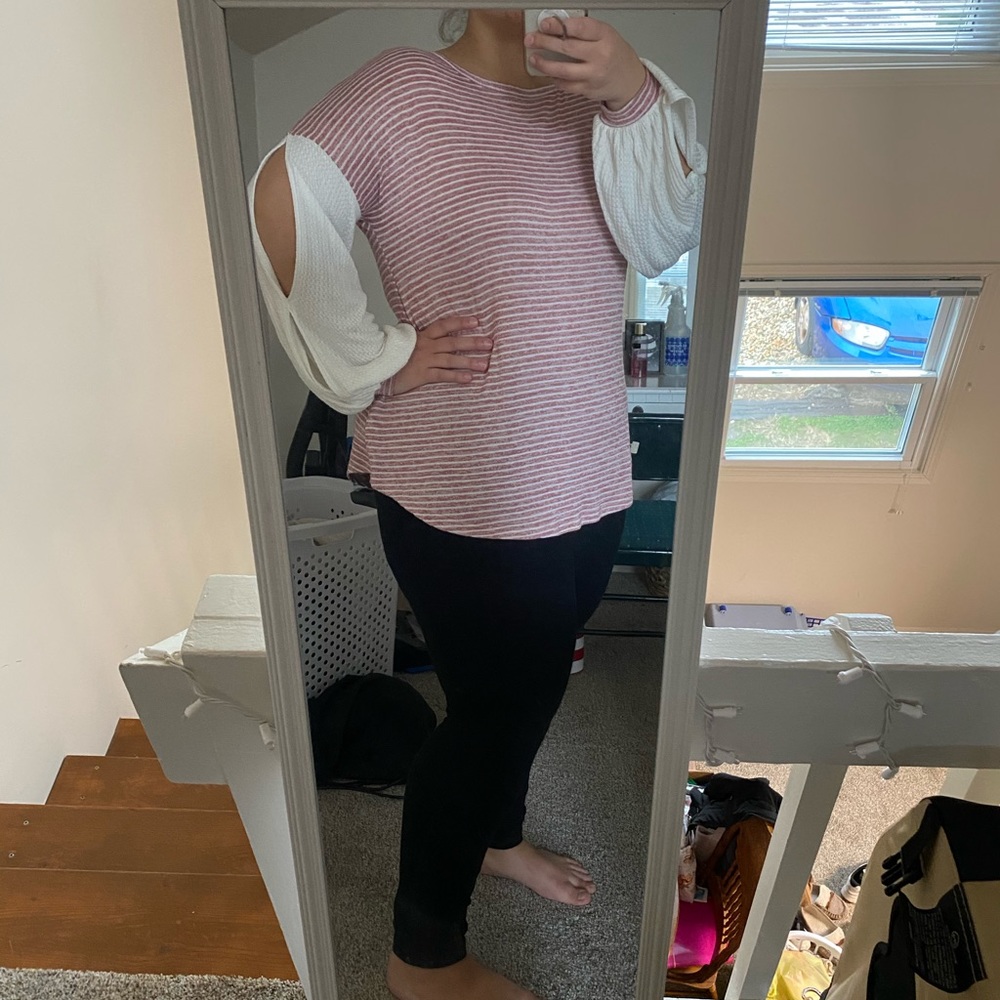 Striped Split Sleeve Top